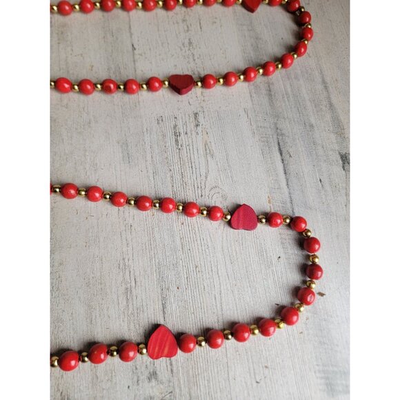 Vintage wooden Valentine garland unique heart home decor - Picture 4 of 9